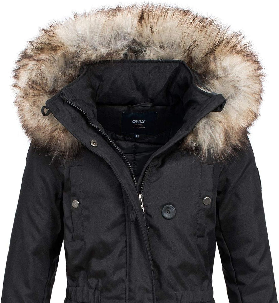 ONLY Damen Winterparka Kurzmantel Iris XL Schwarz, XL Schwarz