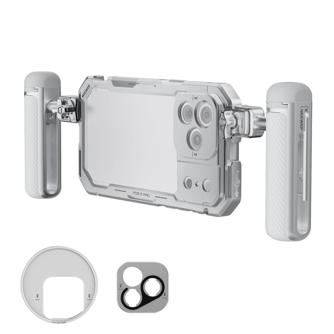 NEEWER 17 Pro Käfig Cage Video Rig Handy Stabilisator Set kompatibel mit iPhone 17 Pro mit 67mm Filt