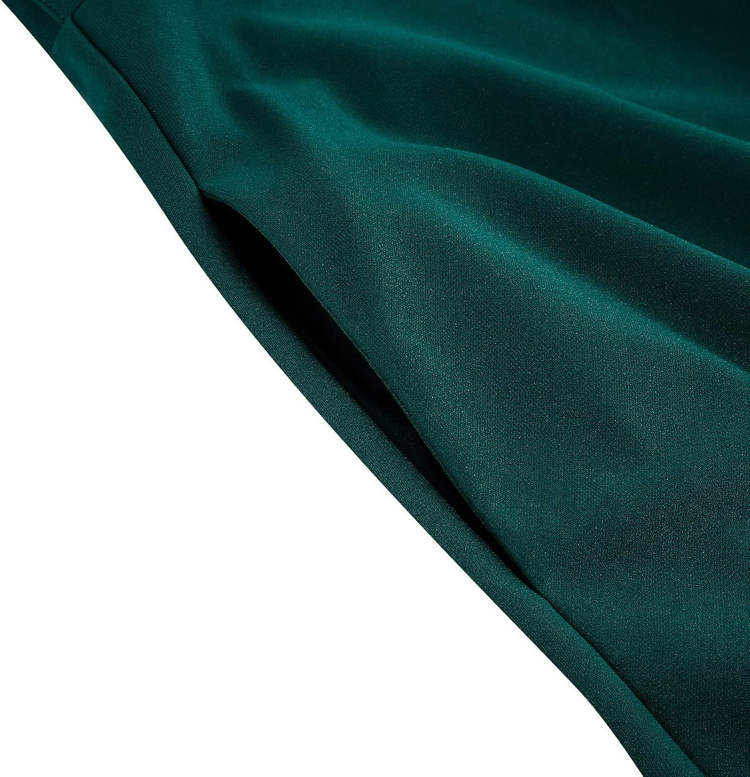 Odizli Rock Damen Knielang Elegant 50er Jahre Vintage A Linie Swing Faltenrock mit Gürtel M Grün, M