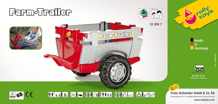 Rolly Toys S2612209 rollyFarm Trailer Anhänger Kinderfahrzeuge (Alter 2,5-10 Jahre, Heckklappe, Eina