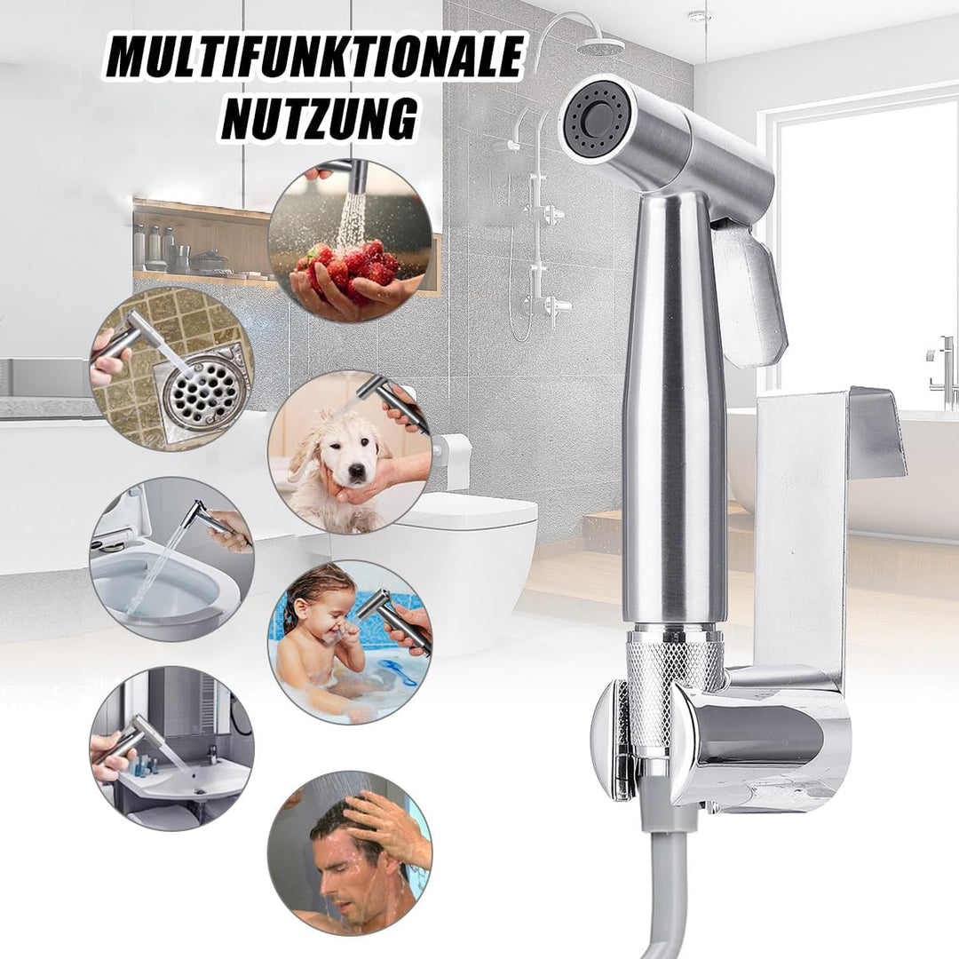 ELINKUME Handheld Bidet Sprayer Kit with G1/2" Double Outlet Valve,Stainless Steel Toilet Sprayers S