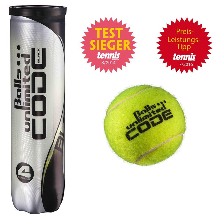 Balls ... unlimited Code Black Tennisbälle - 4er Dose - ITF Approved 1, 1