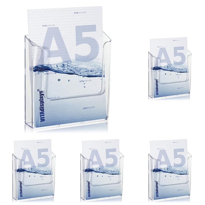 VITAdisplays® Wandprospekthalter/DIN A5, Transparent (NE-160WA) (Packung mit 5) 1 Stück (Packung mit