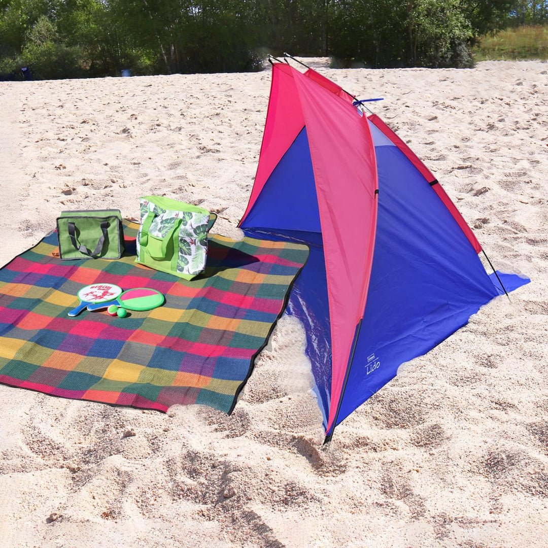 Idena 40319 - Strandmuschel Lido mit UV Schutz 40+, ca. 2,7 x 1,2 x 1,2 m, leicht und kompakt für de
