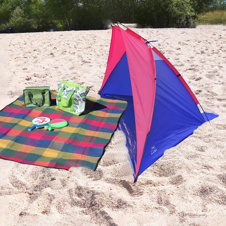 Idena 40319 - Strandmuschel Lido mit UV Schutz 40+, ca. 2,7 x 1,2 x 1,2 m, leicht und kompakt für de