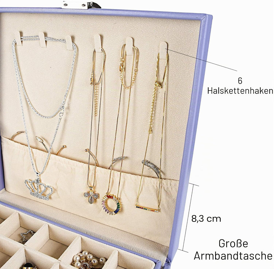Frebeauty Ohrring-Organizer, klassische Schmuckschatulle, 50 Fächer, doppellagig, Schmuck-Aufbewahru