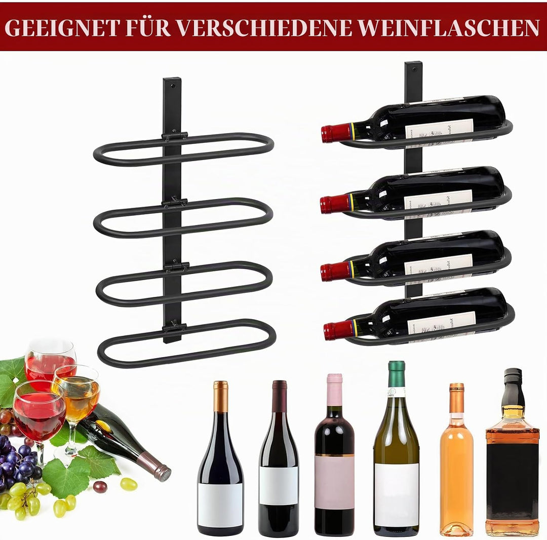 KHayRovies Weinregal Wand Metall, Weinflaschenhalter zur Wandmontage, Weinhalter für 8 Flaschen, Fla