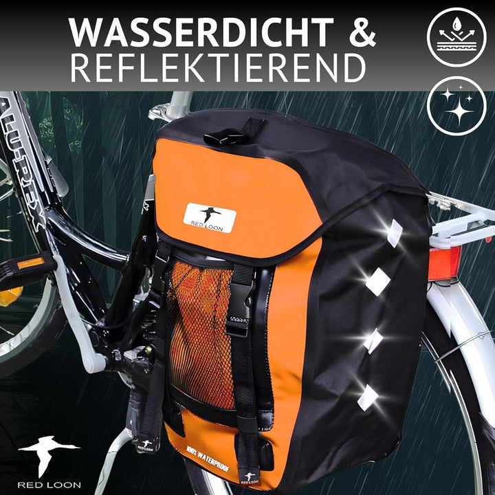 Red Loon 1 x robuste Fahrradtasche aus LKW-Plane – wasserdichte Packtasche für Gepäckträger in Orang