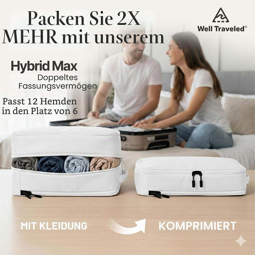 Deluxe Kompressions-Verpackungswürfel für Reisen, Platz maximieren im Gepäck, patentiertes HybridMax
