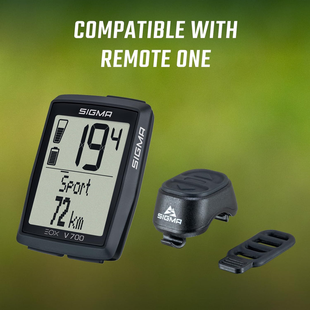 SIGMA EOX View 700 | E-Bike Fahrradcomputer inkl. Over CLAMP Butler | wasserfester Fahrradcomputer f