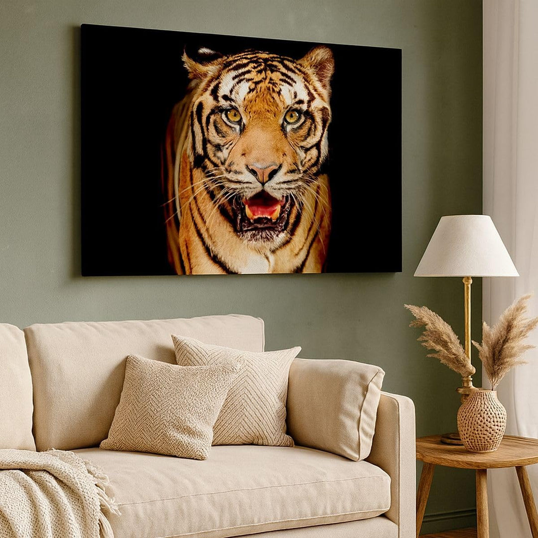 ARTTOR Bilder auf Leinwand tiger tier Leinwandbild mit Rahmen 70x50cm Wandbilder Dekoration Wohnzimm