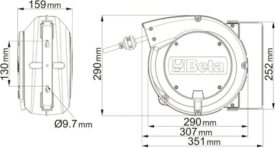 Beta 1900M 10X15 - Automatischer schlauchaufroller, gehäuse aus schlagfestem kunststoff, für luft un