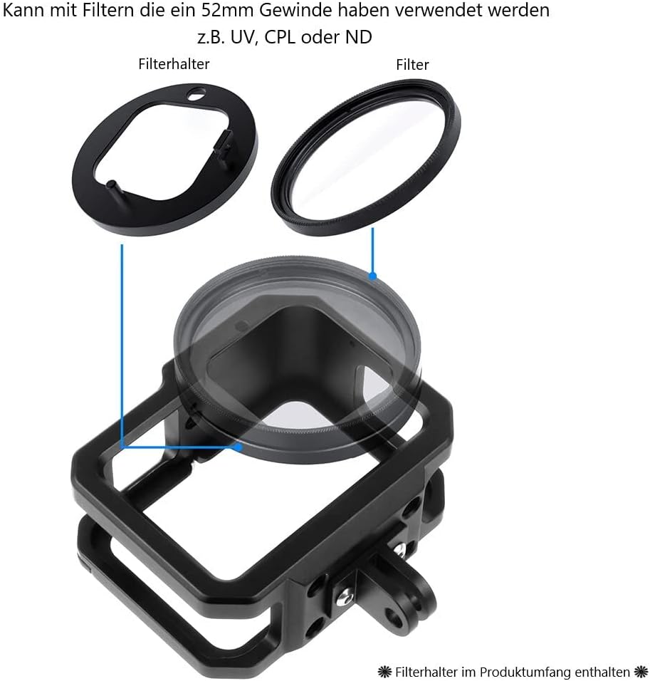 Schutzgehäuse Schutzrahmen Cage Passend für GoPro Hero 9, 10 &amp; 11 - Stabiler Cage mit 2 Hot-Shoe-Ans