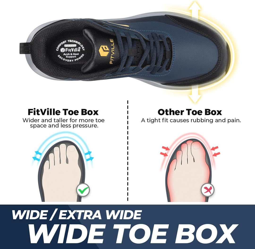 FitVille Extra Weit Wanderschuhe Herren Leicht Trekkingschuhe Wasserdicht Outdoor Schuhe Bequeme Lau
