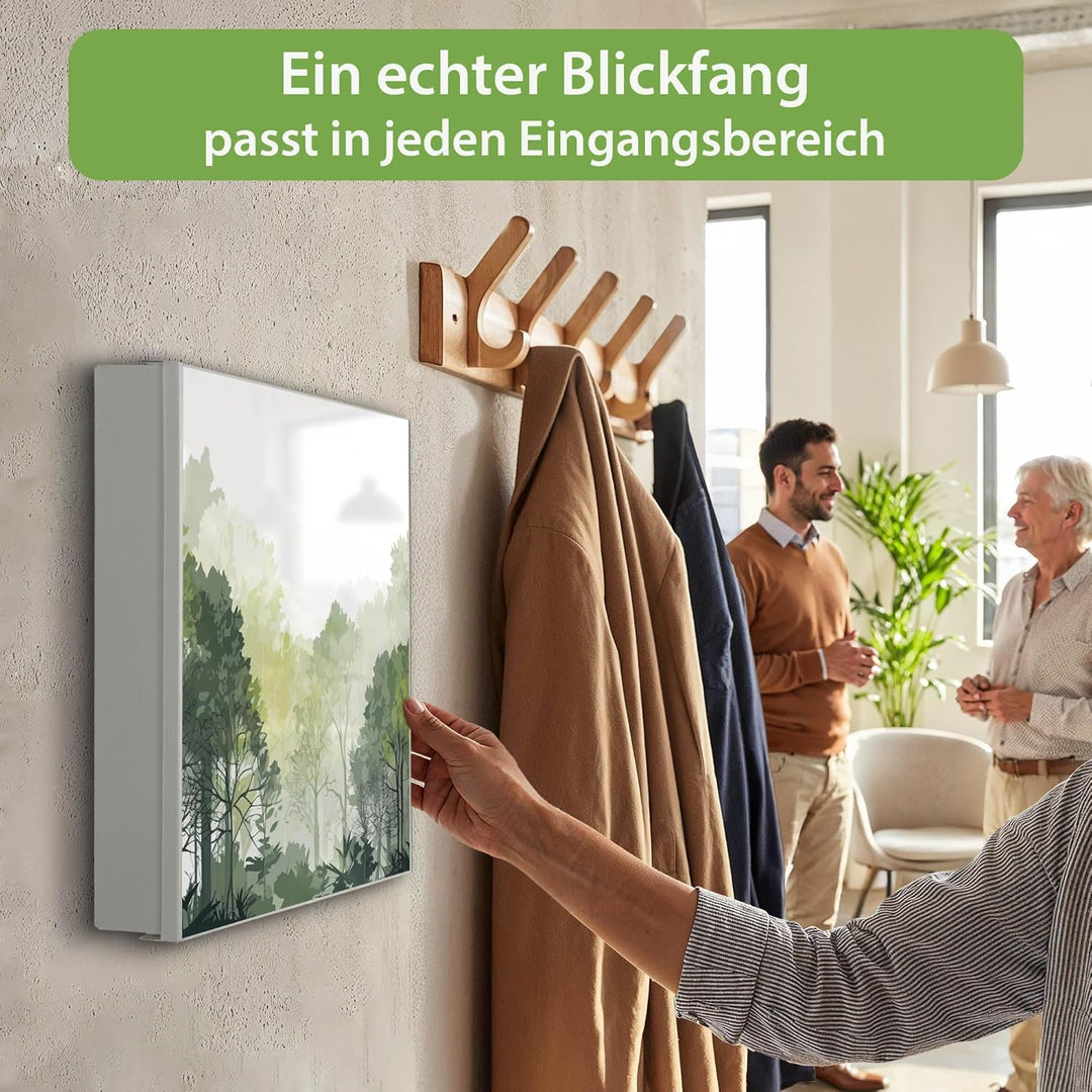 banjado Grosser Schlüsselkasten Metall - Schlüsselbox 30x30cm mit 32 Haken - Schlüsselkasten modern