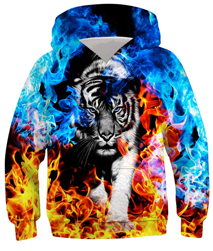 Fanient Kinder Junge Mädchen Hoodies 3D Drucken lebendige Tier Cartoon Grafik Sweatshirt Tasche Pull