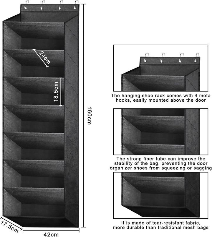 Schuhregal Tür, Schuhregal Hängend, Schuh Organizer Hängend, Schuhaufbewahrung Tür mit 8 Tiefen Tasc