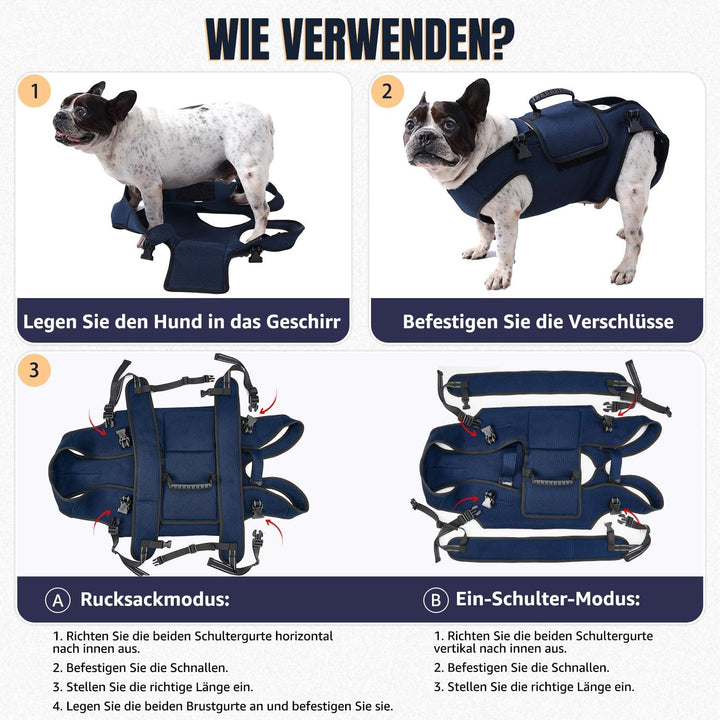SlowTon Hundetragegeschirr für grosse Hunde - Vollkörper-Hundsitztrage mit verstellbaren Gurten und