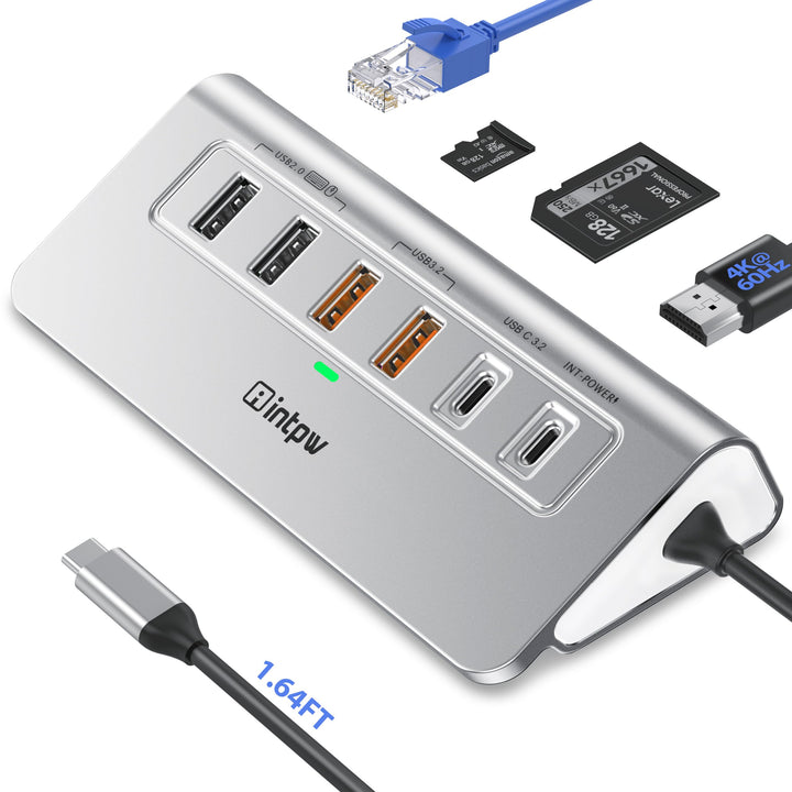 P9R PRO USB C Hub, 10-in-1 USB C Docking Station mit 1Gbps Ethernet, 4K@60Hz HDMI, 10Gbps 2 Type-A/C
