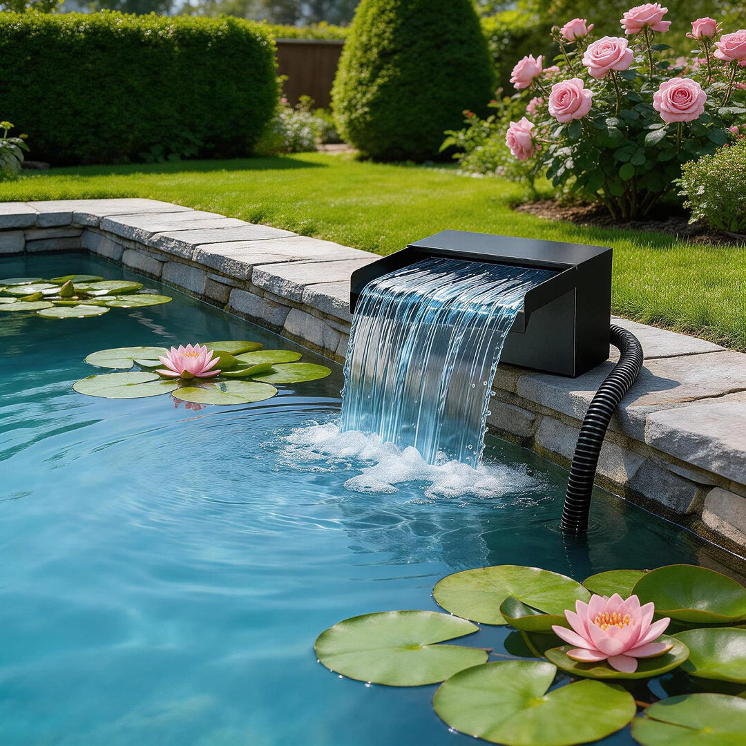 Biling 20cm 2500l/h Wasserfall Teich mit Filter für Gartenteiche bis 5000L | Edelstahl-Wasserfall fü