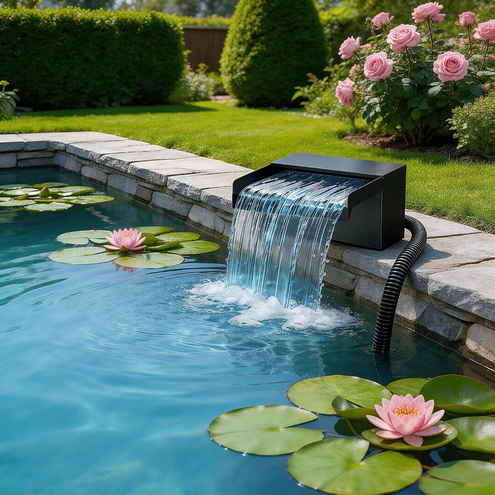 Biling 20cm 2500l/h Wasserfall Teich mit Filter für Gartenteiche bis 5000L | Edelstahl-Wasserfall fü