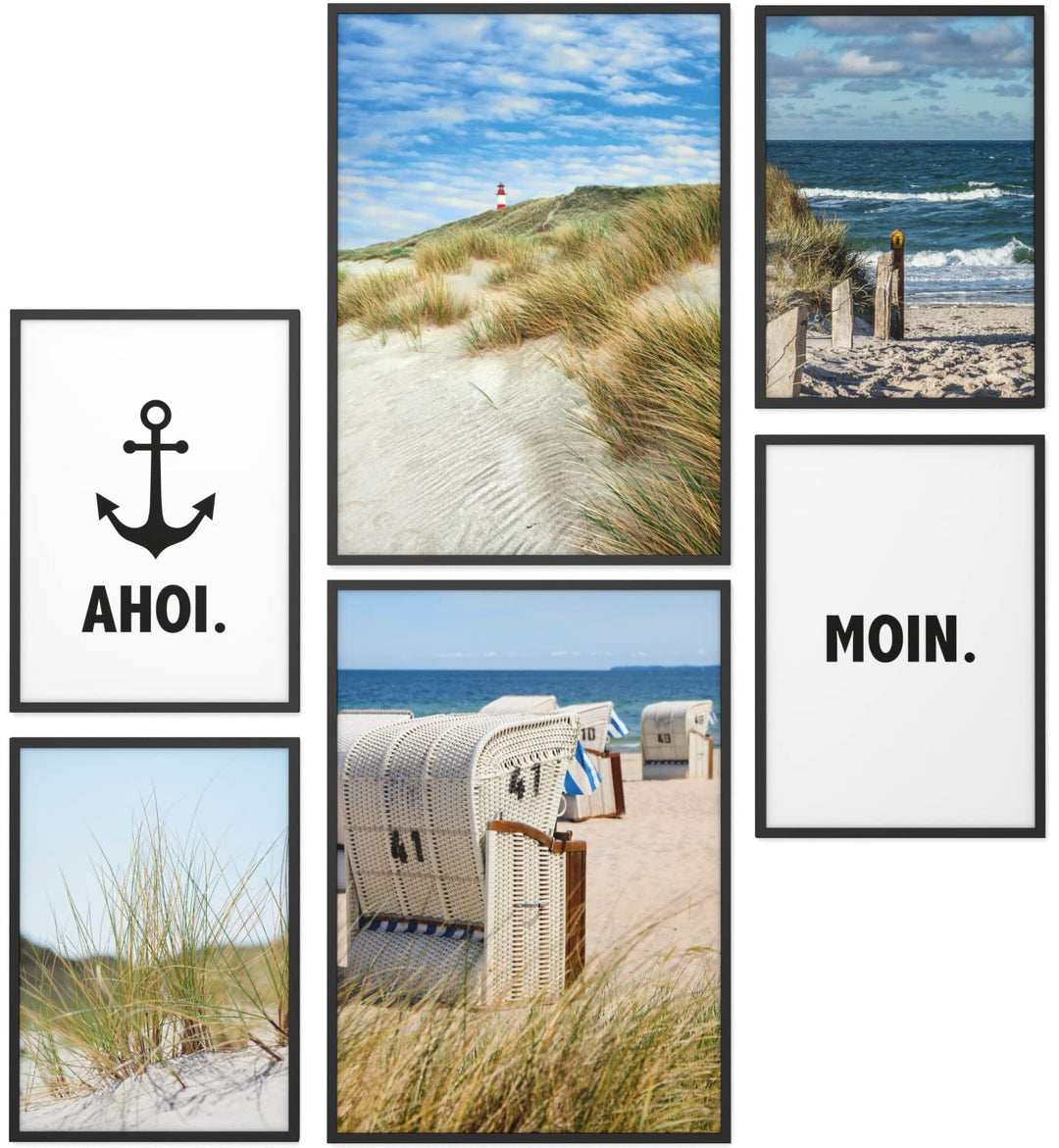 Papierschmiede® Mood Poster Set Moin, Gerahmte Bilder (Rahmen: Material und Farbe wählbar), Wohnzimm