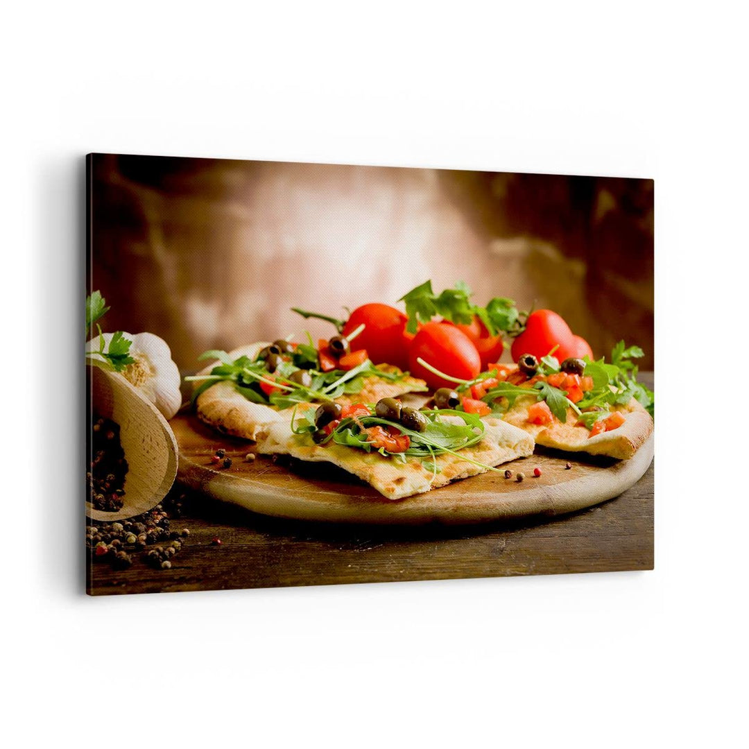 Bilder auf Leinwand 100x70cm Leinwandbild Pizza Vegetarier Italien Essen Gross Wanddeko Bild Schlafz