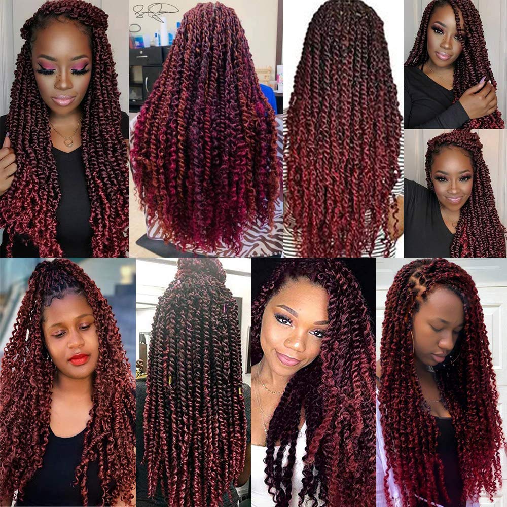 Passion Twist Hair, 7 Packungen 18-Zoll-Wasserwellen-Häkelhaar für langes böhmisches Haar Flechten v