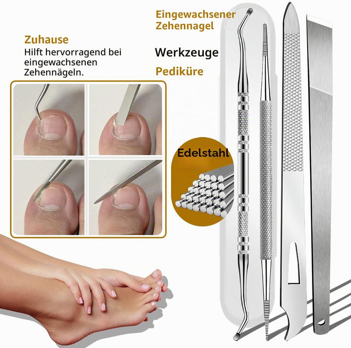 EBEWANLI Set zum Entfernen eingewachsener Zehennägel, 6-teilig Silber, Silber