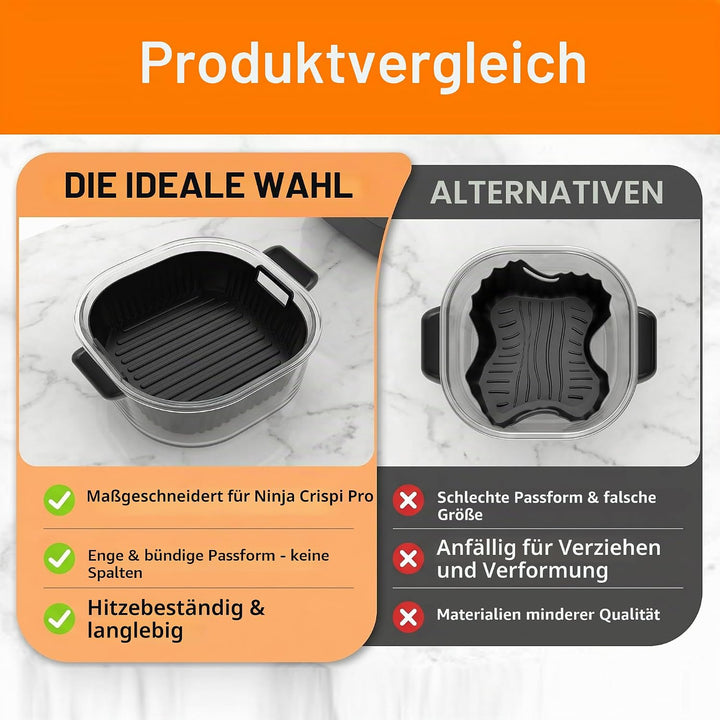 3 Stück Airfryer Silikon Zubehör für Ninja Crispi Pro AS101 Spritzschutzgitter + Silikonauskleidung