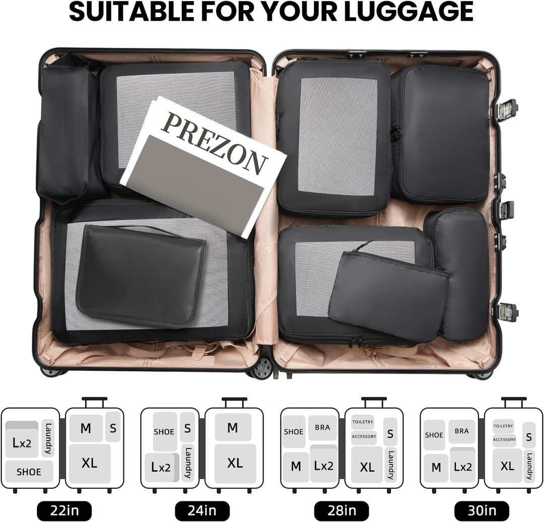 Packing Cubes for Suitcase 10 Set, Leichtgewichtige Gepäck Packing Organizer Packing Cubes für Reise
