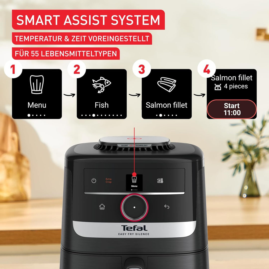 Tefal Easy Fry Smart & Silence Heissluftfritteuse, 5 Liter, extrem leise, Smart-Assist-System, von 4