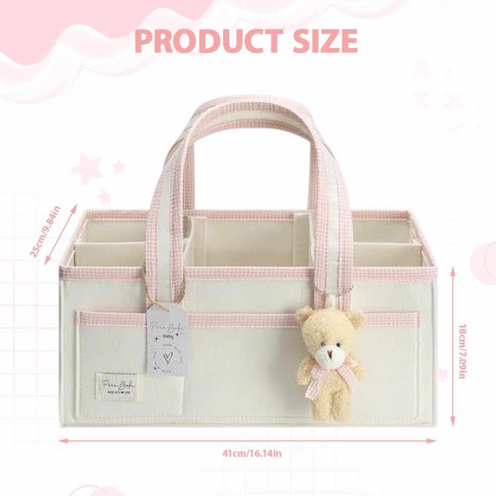 Baby Windel Filztasche, Wickeltisch Organizer Aufbewahrungskorb, Baby Windel Caddy aus Filz mit Hera