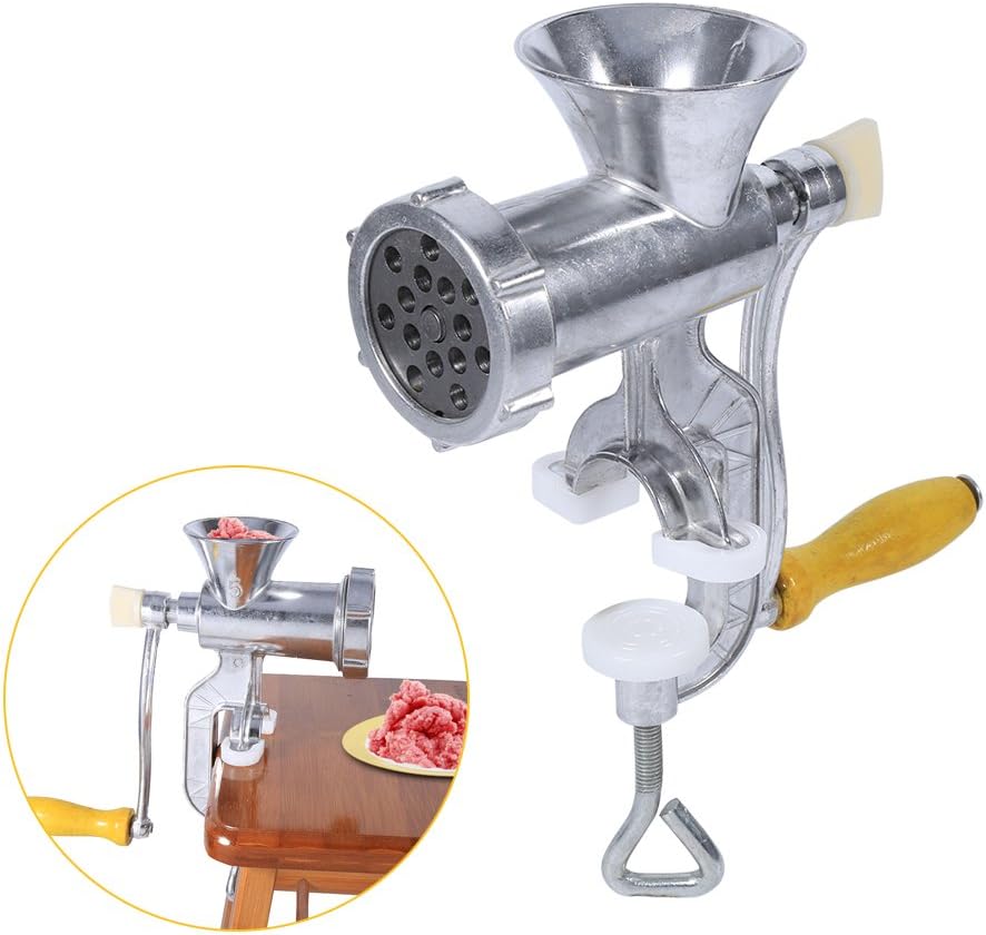 Aluminium-Fleischwolf Grösse 5, manuelle Fleischmühle mit Tischklemme, Fleischwolf für die Herstellu