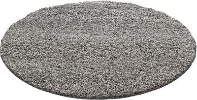 HomebyHome Teppich Wohnzimmer Shaggy Hochflor Taupe 80 cm Rund Einfarbig Design - Flauschiger Teppic