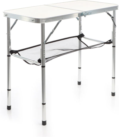 Toboli Campingtisch Weiss 80x40cm höhenverstellbar auf 31/45/56/70 cm Aluminium Klapptisch Falttisch