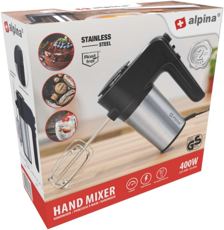 ALPINA Handmixer, 400 Watt, Edelstahl