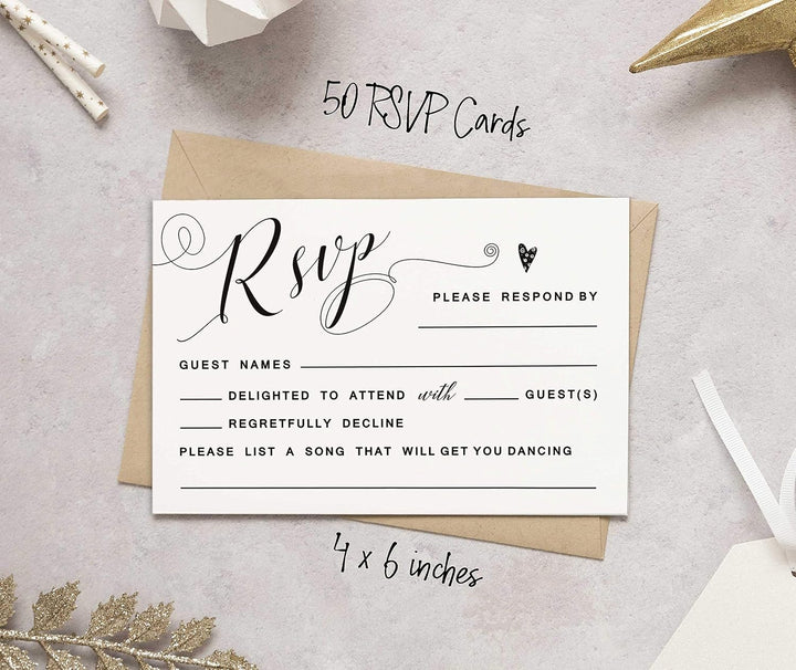 50 Leere RSVP-Karten Mit Weissen Umschlägen Weiss 4 "X6 Antwortkarten-RSVP-Antwortkarte Für Hochzeit