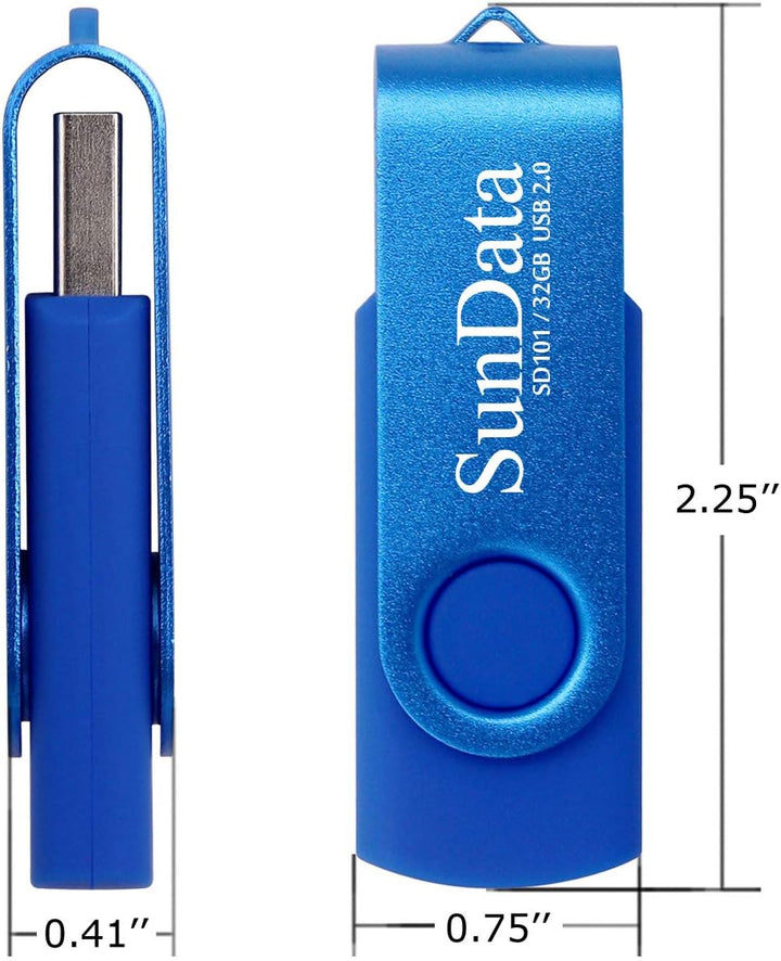 SunData 3 Stück 32GB USB-Sticks USB 2.0 Speicherstick Thumb Drives Memory Sticks Rotate Metall (3 Mi