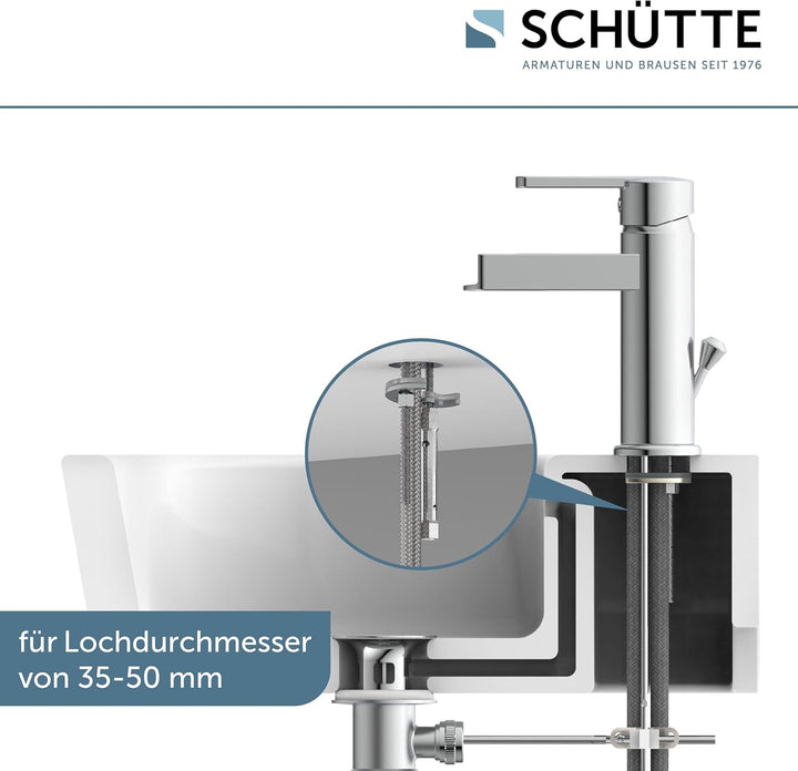 SCHÜTTE NIAGARA Waschtischarmatur mit Schwallauslauf, Wasserfallarmatur für Waschtisch, waschtischar