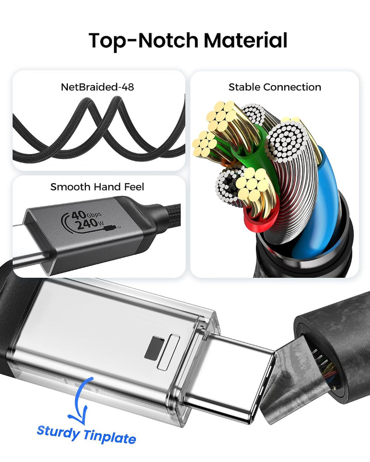 Silkland Zertifiziert USB4 Kabel mit Thunderbolt 4 Kabel, 40Gbps Datenkabel, PD3.1 240W 48V 5A Ladek