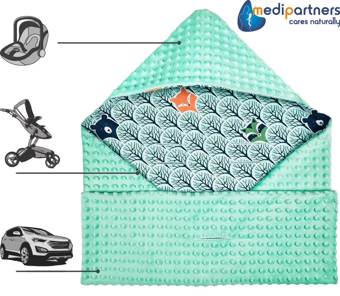 Medi Partners Einschlagdecke Baby Babyschale 100% Baumwolle für Sommer 85x85cm Kinderwagen Kuschelde