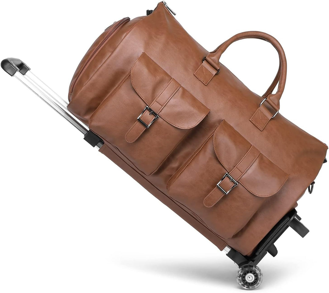 seyfocnia Kleidersack mit Rollen, Reise-Kleidersack mit Schuhfach, Rolltasche mit Rollen A4, Braun,