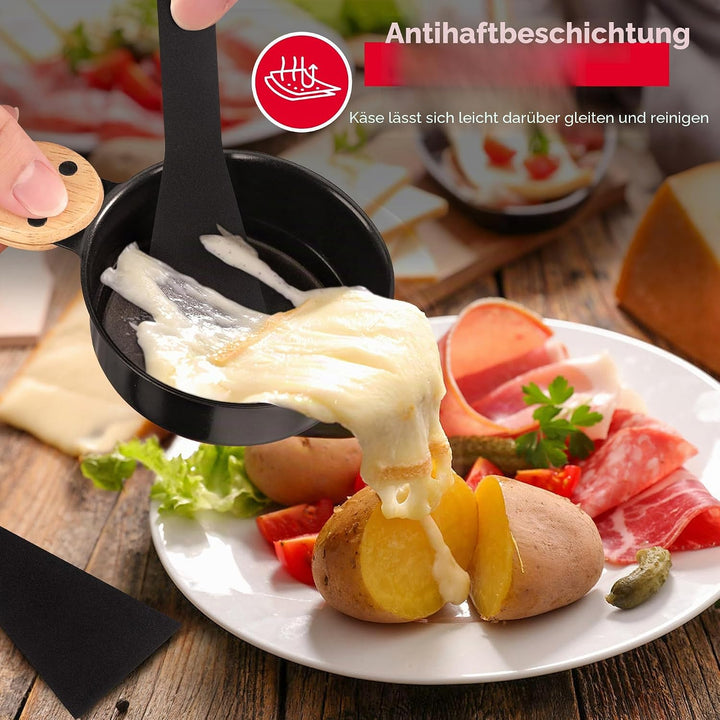 ipow 4er Set Mini Raclette Grill, Racletteofen Set antihaftbeschicht Kerzenraclette für Teelichter,