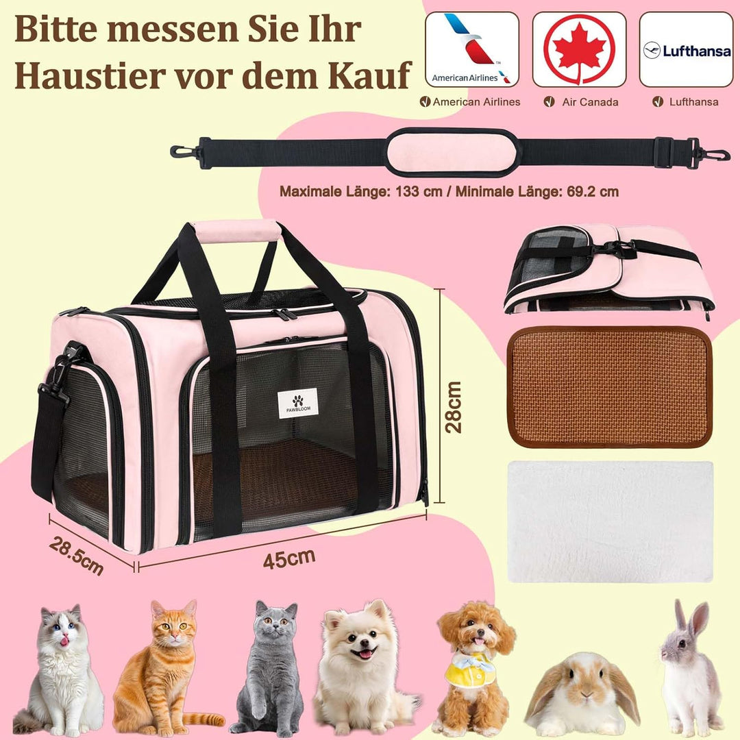Katzentransporttasche für Katzen und kleine Hunde – Faltbar &amp; gut belüftete Hundebox. Katzentasche m