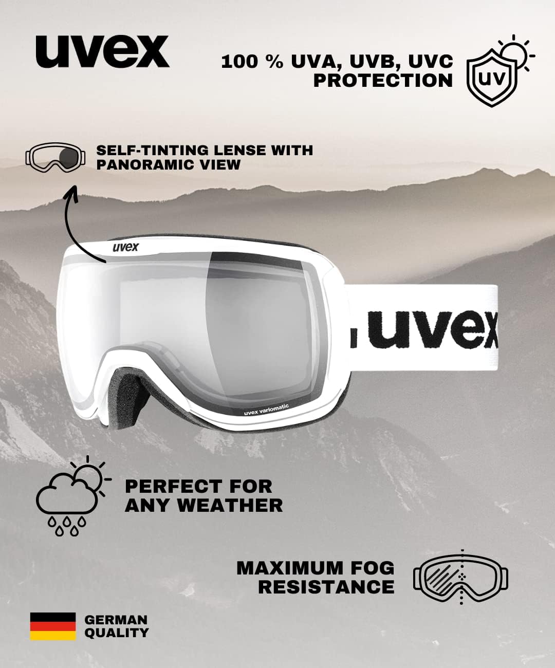 uvex Unisex Downhill 2100 Vp X Skibrille (1er Pack) Einheitsgrösse white/vario-pola, Einheitsgrösse