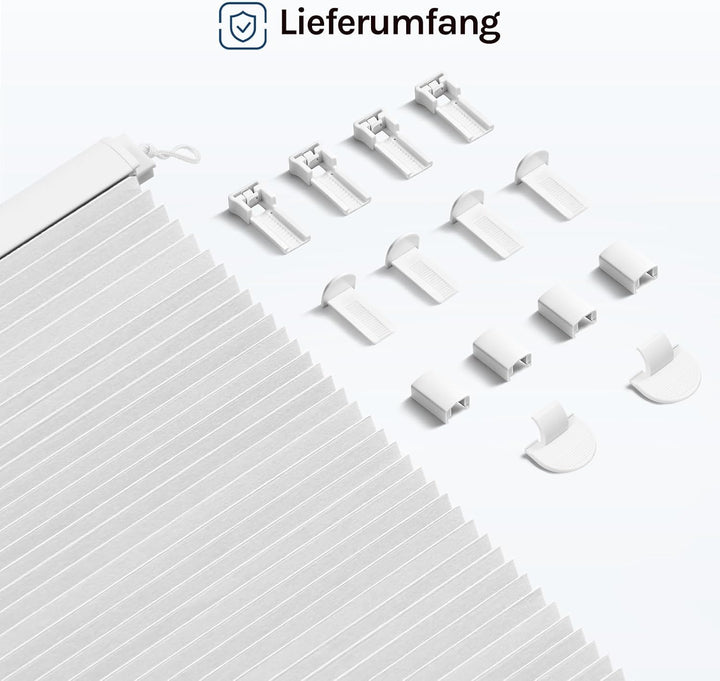 WOLTU Wabenplissee ohne Bohren verdunkelung Thermo Doppelplissee Klemmfix Zweifarbig 50x130cm Weiss-