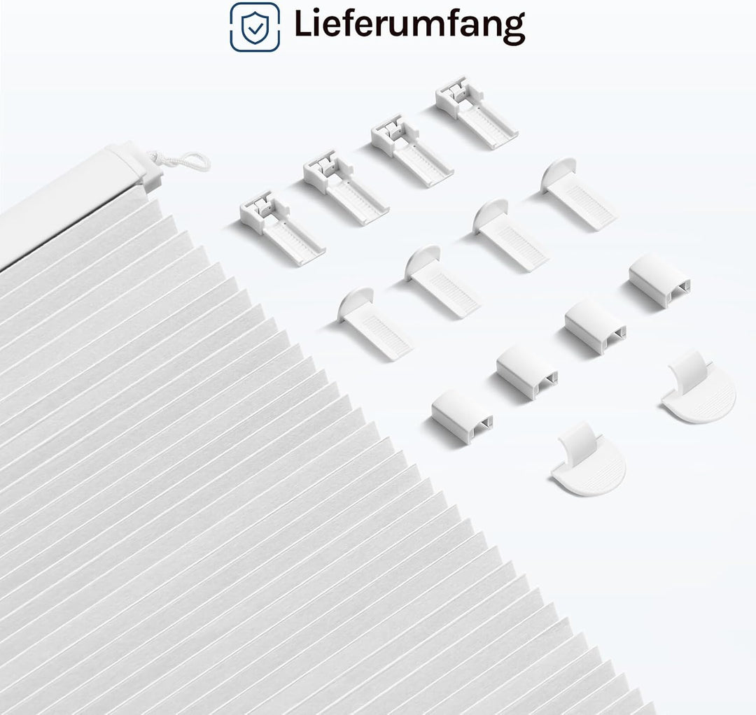WOLTU Wabenplissee ohne Bohren verdunkelung Thermo Doppelplissee Klemmfix Zweifarbig 50x120cm Weiss-