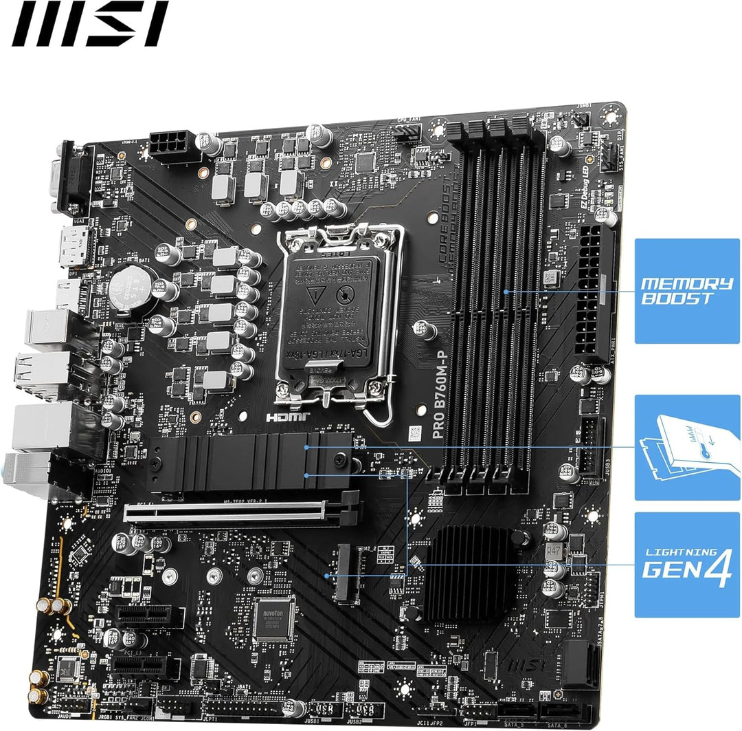 MSI PRO B760M-P Motherboard, Micro-ATX - Unterstützt Intel Core Prozessoren der 12. und 13. Generati