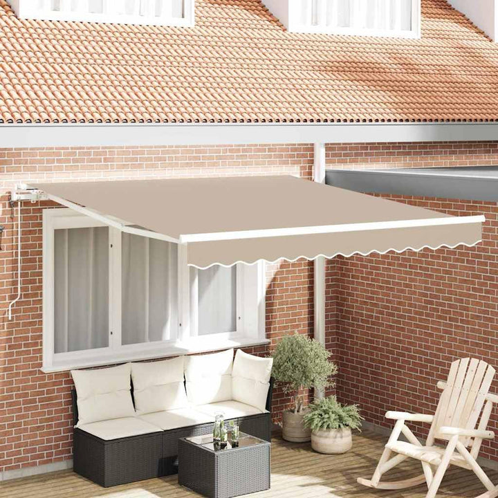 vidaXL Einziehbare Markise Beige 300 x 250 cm Stoff, Moderner Rechteckiger Terrassensonnenschutz, au